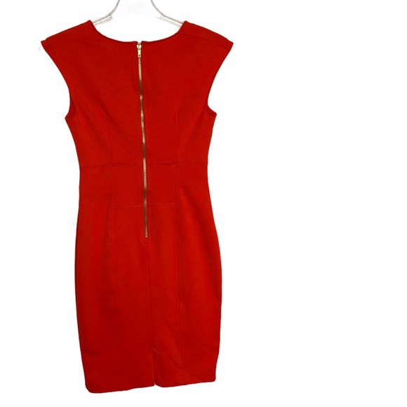 Jennifer Lopez Red Orange Sleeveless Bodycon Dress - Picture 3 of 14